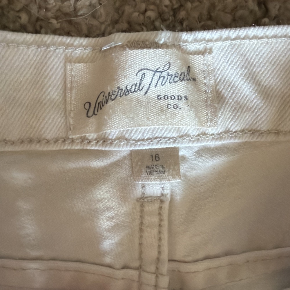 Universal Thread Cropped Vintage  Wide Leg Denim Jeans Women's Cream Sz 16 READ - Picture 2 of 11